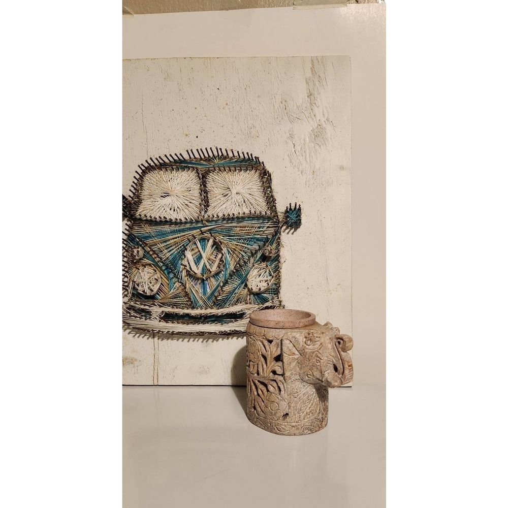 Elephant wax melt candle holder oil burner solid stone bohemian boho carved - Picture 12 of 12